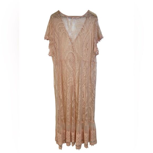 Torrid Sheer Lace Maxi Dress 3X-4X Pink Vintage Victorian Romantic Bridal Fairy - Picture 7 of 10